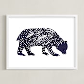 "Spirit Bear" - Art Print in Dark Cobalt by Eve Schultz - Framed