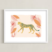 "speedy cheetah" - Art Print in melon by peetie design - Framed