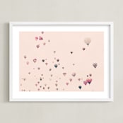 "Love is All Around" - Art Print in pale pink by Caroline Mint - Framed