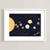 "Our beautiful universe" - Art Print in Navy by Sabrin Deirani - Framed