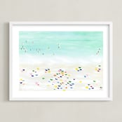 "Seaside vacation" - Art Print in White by Yaling Hou Suzuki - Framed