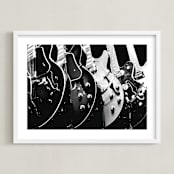 "Guitars, Monochrome" - Art Print in Black by Jason - Framed
