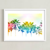 "Rainbow palms" - Art Print in Rainbow by Dawn Smith - Framed