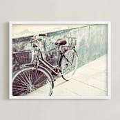 "Italian Bicycle" - Art Print in Sage Green by Three Kisses Studio - Framed