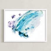 "California Zephyr" - Art Print in Cyan by Misty Hughes - Framed