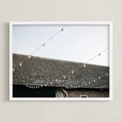 "Summer Night Party" - Art Print in Shingle Roof Grey by Whitney Deal - Framed