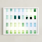 "Mid Wilshire Windows " - Art Print in cool green blue by GLEAUX Art Photo Design - Framed