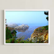 "Land welcomes the ocean" - Art Print in Sea blue by NSMARK - Framed