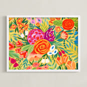 "Floral Composition" - Art Print in Saffron yellow by Alexandra Dzh - Framed