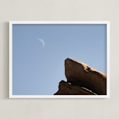 "Howl at the Moon" - Art Print in Sky Blue by Mike Sunu - Framed