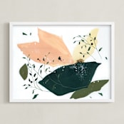 "Citrus Summer" - Art Print in Grapefruit Coral by Sarah McInroe - Framed