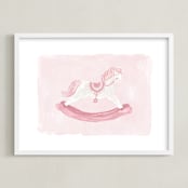 "Rocking Horse" - Art Print in Rose by Laura Bercovich - Framed