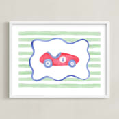 "Vintage Play Car" - Art Print in Race Car Red by Little Blue Designs - Framed