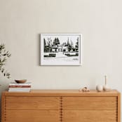"Custom House Portrait with Text" - Custom Print in Olive Shadow by Minted - In a Room