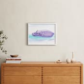 "Hippo Hooray" - Art Print in lilac by Lindsay Megahed - In a Room