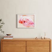 "Nestled Flamingo" - Art Print in Flamingo Pink by Michelle S. - In a Room
