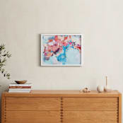 "Pink and Blue Abstract Painting" - Art Print in Bright Pink by Caryn Owen - In a Room