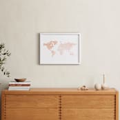 "Blush Watercolor World Map" - Art Print in Blush Pink by Katrina Lindhorst - In a Room