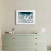 "Bubbles out of the Blue" - Art Print in Pale Aqua Blue by Mary Ann Glynn-Tusa - In a Room