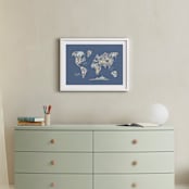 "Scandi World Map" - Art Print in Navy by Jessie Steury - In a Room