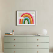 "Rainbow & Clouds" - Art Print in Ruby Red by melanie mikecz - In a Room