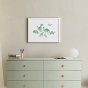 "Darling Dinos" - Art Print in Fern by Jessie Steury - In a Room