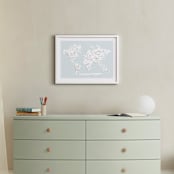 "Beautiful World Map" - Art Print in Soft Sky by Jessie Steury - In a Room