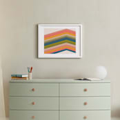 "Retro Stripes" - Art Print in Pool by Beth Vassalo - In a Room