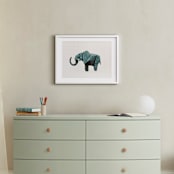 "Paper Animals: Elephant" - Art Print in Moody teal by Maja Cunningham - In a Room