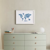 "Little Big World Map" - Art Print in Bluebell by Jessie Steury - In a Room