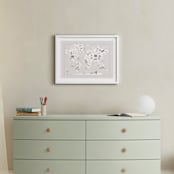 "Animal World Map" - Art Print in Beige by Jessie Steury - In a Room
