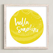 "Hello Sunshine" - Art Print in Sundrop Yellow by Stacy Kron - Framed