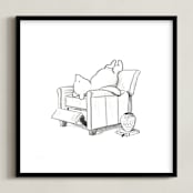 "Pooh Lounging | Winnie The Pooh" - Art Print in White by Stefanie Lane - Framed