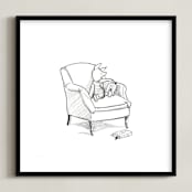 "Piglet Lounging | Winnie The Pooh" - Art Print in White by Stefanie Lane - Framed
