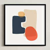"Between the Lines I" - Art Print in coral by Svitlana Martynjuk - Framed