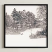 "Play on a Winters Day 2" - Art Print in Warm Gray Taupe by Jacquelyn Sloane Siklos - Framed