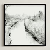 "The River Runs Through" - Art Print in Black and White by Austin Warnock - Framed