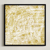 "Ochre Eucalyptus I" - Art Print in Mustard by Tanya Lee Design - Framed