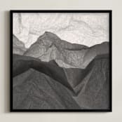 "Paper Napkin Panorama II" - Art Print in Charcoal by Shannon Kohn - Framed