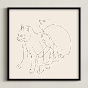"Sketches after cat II" - Art Print in Black and champagne by Catilustre - Framed