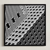 "Squares and Lines" - Art Print in Urban Grey by Brian Collins - Framed