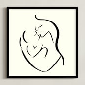 "Mama's arms" - Art Print in monochrome by Keely Norton Owendoff - Framed