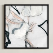 "Southern Cotton Double Bloom Square" - Art Print in Neutrals by Angela Simeone - Framed