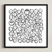 "Happy Faces" - Art Print in Black & White by Kim Colthurst Johnson - Framed