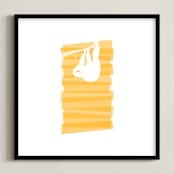 "Animal Impressions: Sloth" - Art Print in Mango by Christine Nguyen - Framed