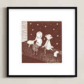 "Star Gazers" - Art Print in Chocolate by Maria Gromek - Framed
