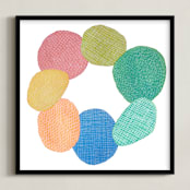 "Circle of Happiness" - Art Print in white by Pip Gerard - Framed