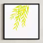 "Willows" - Art Print in Golden Green by Mia Posada - Framed
