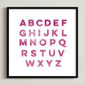 "Watercolor Alphabet " - Art Print in Princes Pink by Belia Simm - Framed