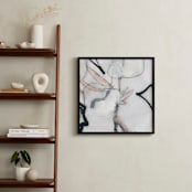 "Southern Cotton Double Bloom Square" - Art Print in Neutrals by Angela Simeone - In a Room